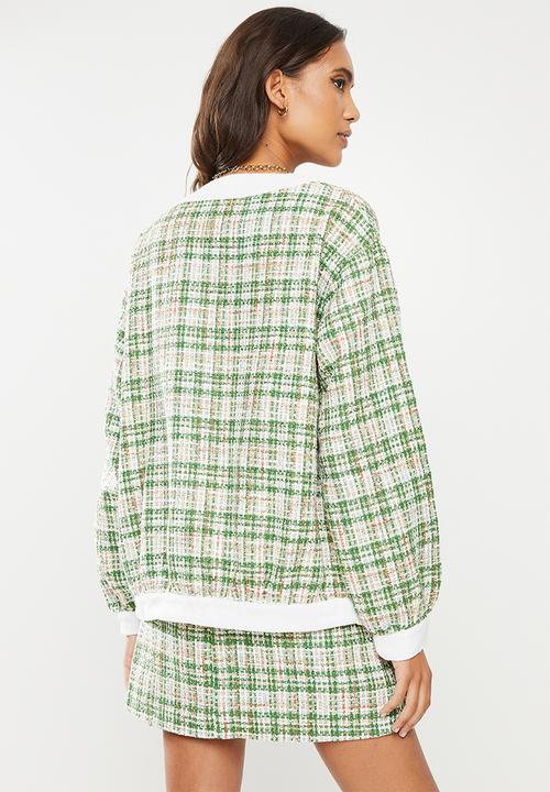 Glamorous - Tweed jacket - green & white