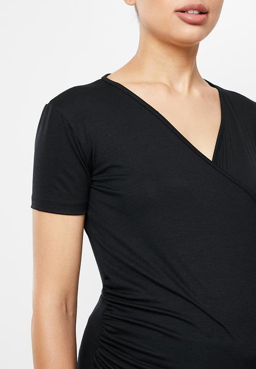 Superbalist - Wrap front short sleeve tee -black