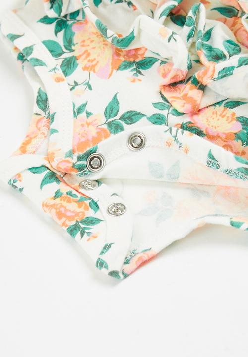 Cotton On - Alice ruffle bubbysuit - vanilla/melon pop whitby floral
