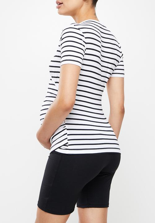 Superbalist - Wrap front short sleeve tee - white & black 