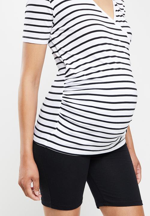Superbalist - Wrap front short sleeve tee - white & black 