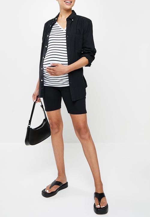 Superbalist - Wrap front short sleeve tee - white & black 