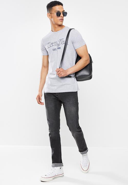 Aca Joe - Aj applique embroidered tee - grey