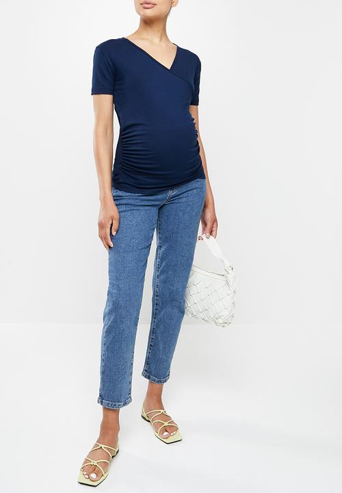 Superbalist - Wrap front short sleeve tee - navy