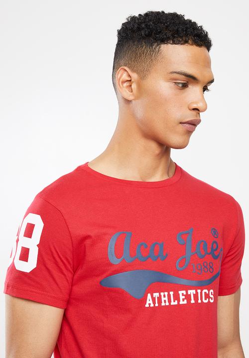 Aca Joe - High square flat print tee - red