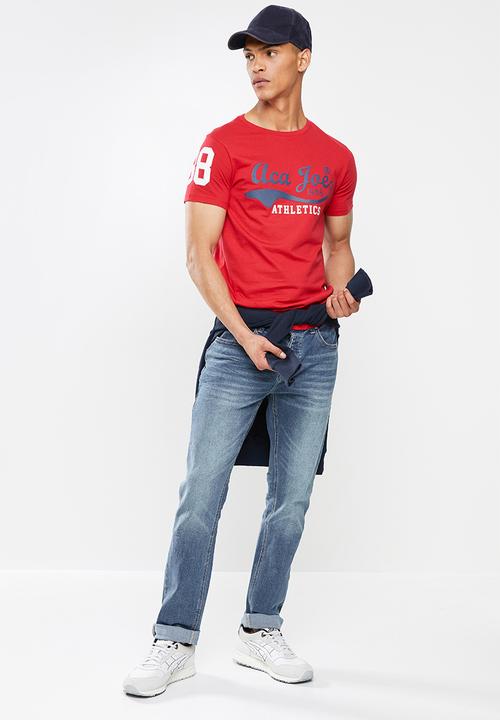 Aca Joe - High square flat print tee - red