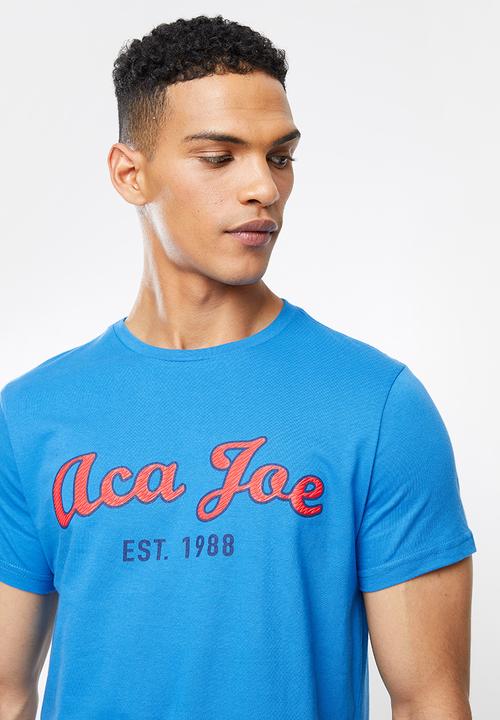 Aca Joe - Aj applique embroidered tee - blue