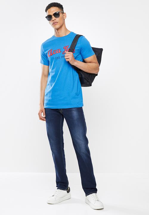 Aca Joe - Aj applique embroidered tee - blue
