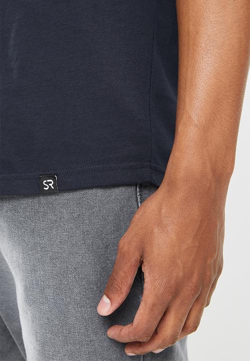 STYLE REPUBLIC - 2 Pack raw edge curved hem scoop neck tee - grey & navy