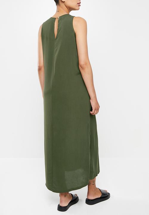 Superbalist - High neck sleeveless trapeze maxi - olive