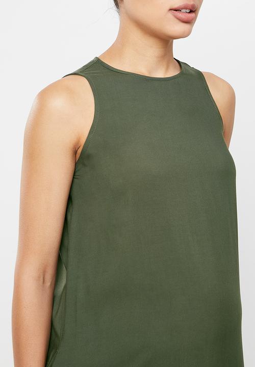 Superbalist - High neck sleeveless trapeze maxi - olive