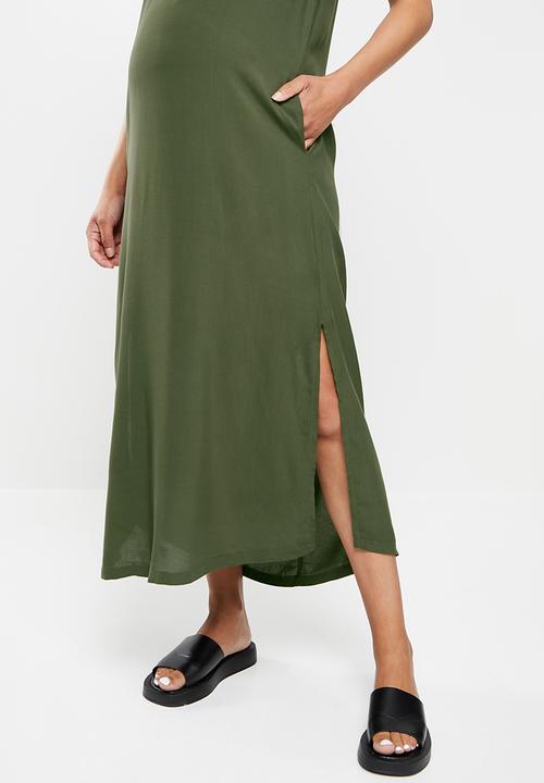 Superbalist - High neck sleeveless trapeze maxi - olive