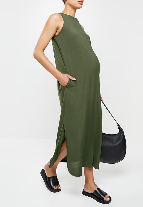 Superbalist - High neck sleeveless trapeze maxi - olive