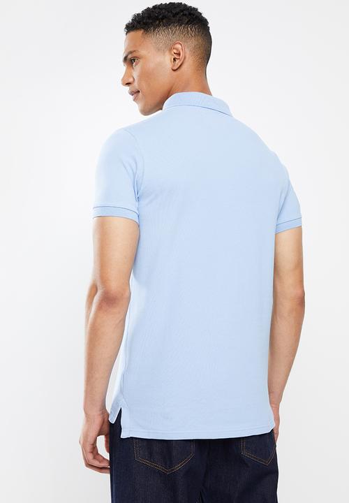 Aca Joe - Chest emb short sleeve golfer - sky blue
