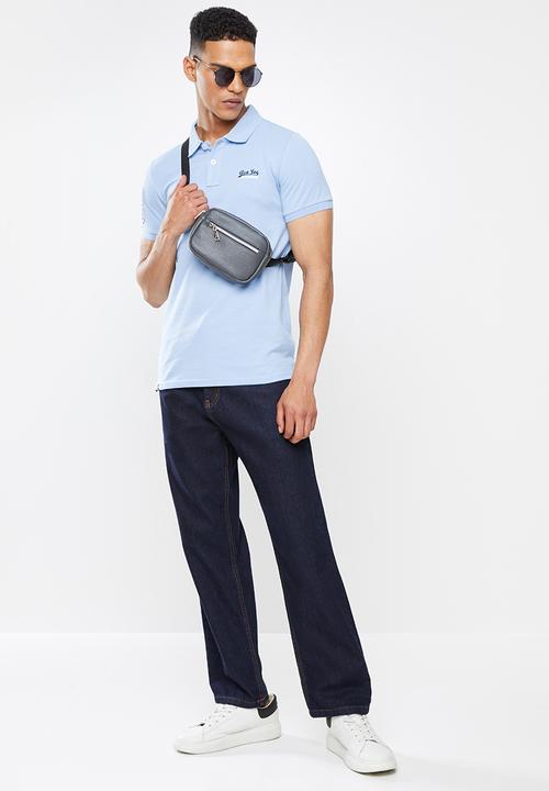 Aca Joe - Chest emb short sleeve golfer - sky blue