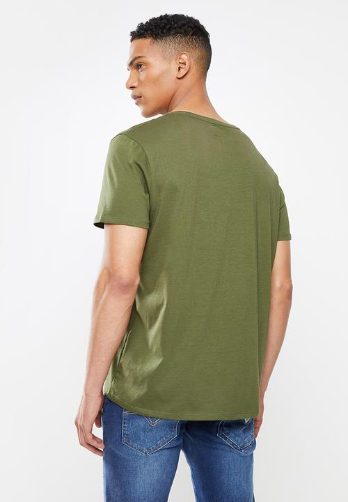 GUESS - Pima emb logo crew tee - dark pine