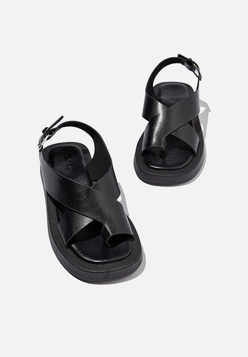 Cotton On - Sadie slingback flatform - black smooth pu