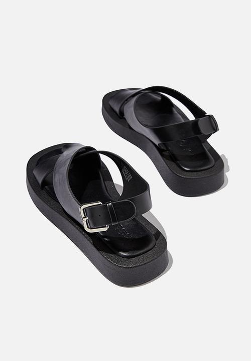 Cotton On - Sadie slingback flatform - black smooth pu