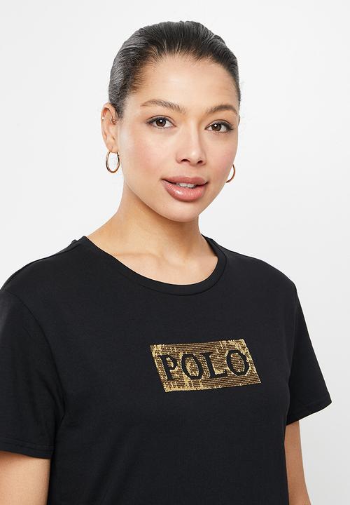 POLO - Jo short sleeve sequin t-shirt - black