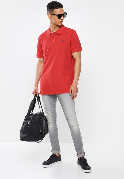 GUESS - Short sleeve Guess man rep polo - red