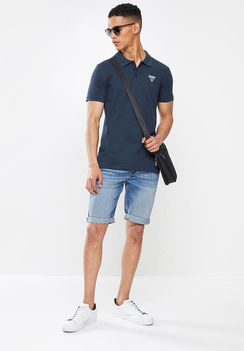 GUESS - Guess man rep short sleeve polo - voyer blue