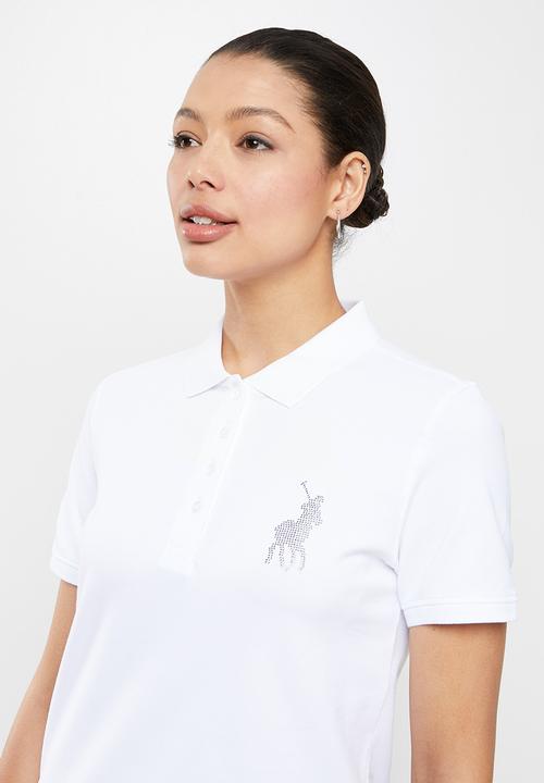 POLO - Belle short sleeve rhinestone golfer - white