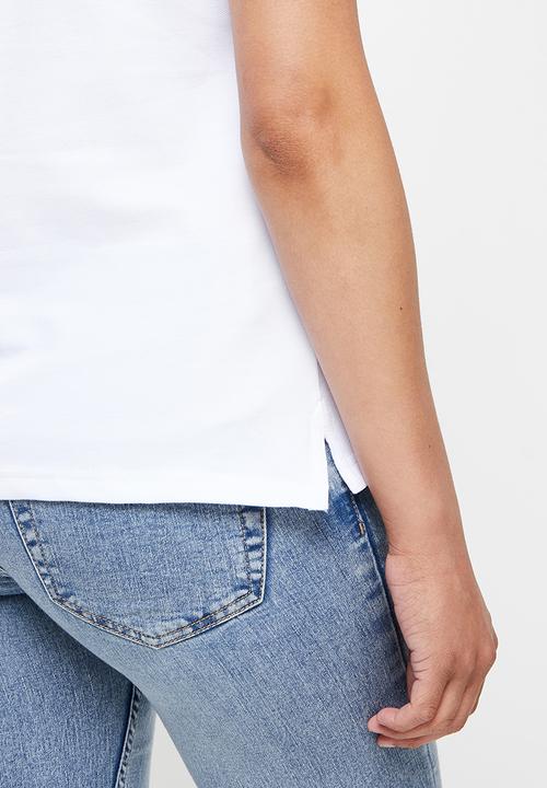 POLO - Belle short sleeve rhinestone golfer - white
