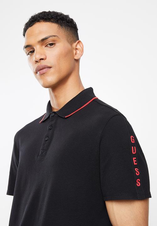GUESS - Pique short sleeve tape polo - jet black