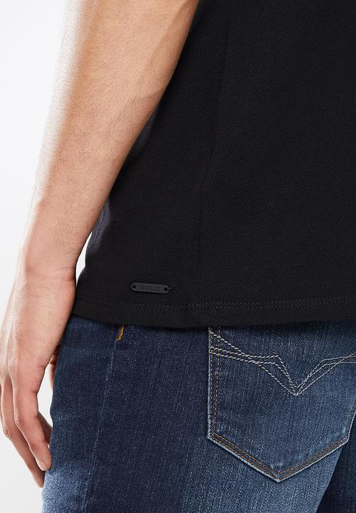 GUESS - Pique short sleeve tape polo - jet black