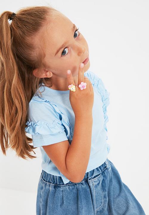 Trendyol - Frill short sleeve tee - clear blue