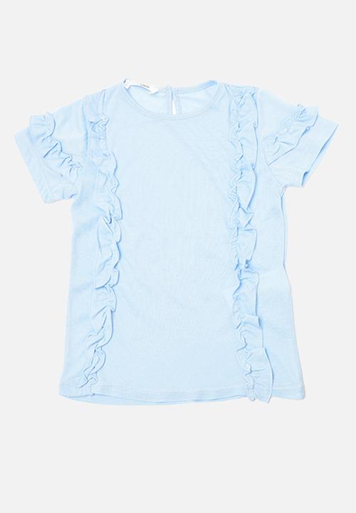 Trendyol - Frill short sleeve tee - clear blue
