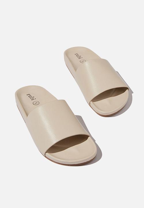 Cotton On - Dash single strap slide - ivory pu