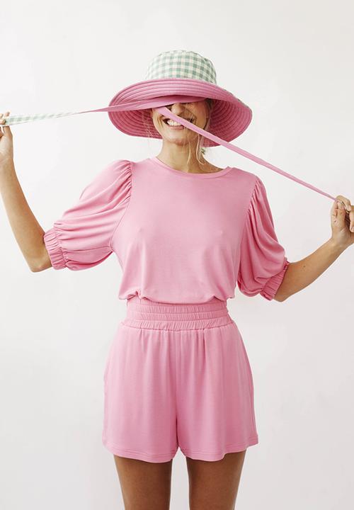 Me&B - Wide elastic fleece knit shorts - pink