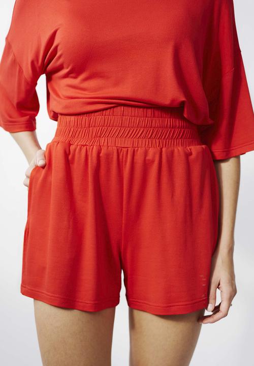 Me&B - Wide elastic fleece knit shorts - red