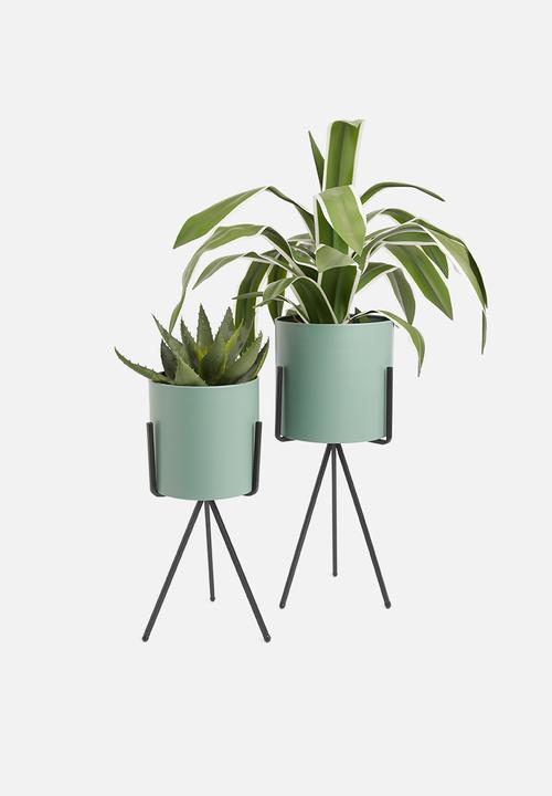Present Time - XL pedestal plant pot set - jungle green
