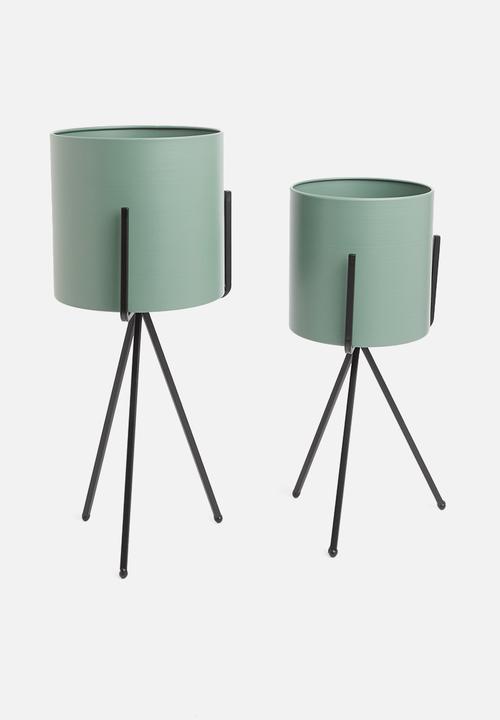 Present Time - XL pedestal plant pot set - jungle green
