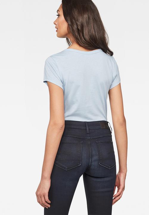 G-STAR - Eyben slim v t short sleeve - dk laundry blue