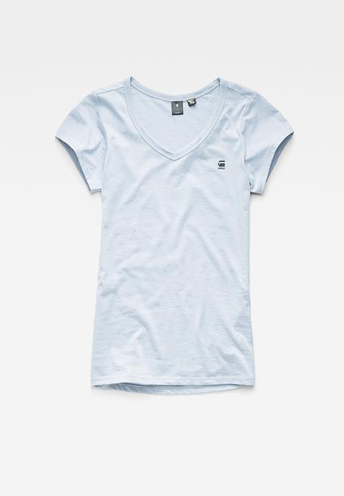 G-STAR - Eyben slim v t short sleeve - dk laundry blue