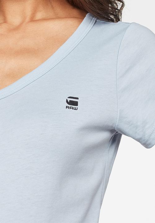G-STAR - Eyben slim v t short sleeve - dk laundry blue