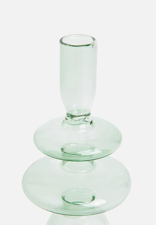 Present Time - Rings glass candle holder medium - green