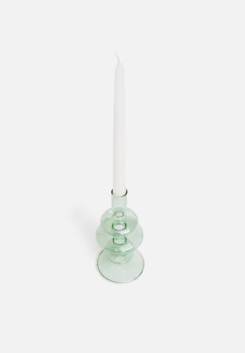 Present Time - Rings glass candle holder medium - green