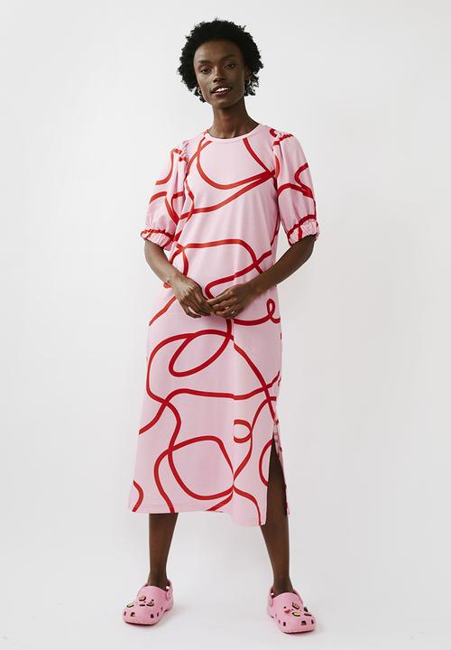 Me&B - Easy tee dress - pink & red 