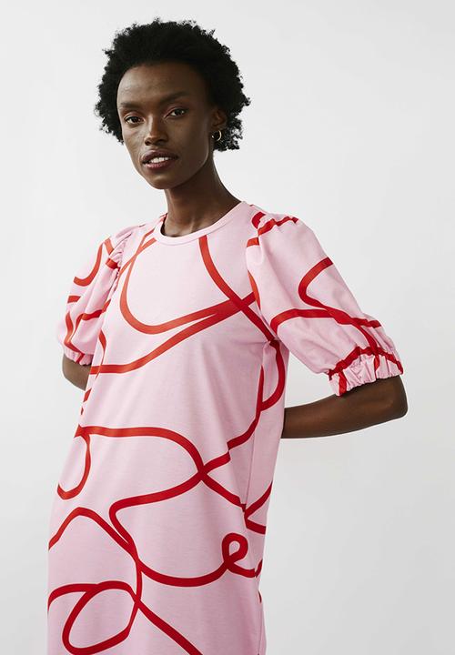 Me&B - Easy tee dress - pink & red 