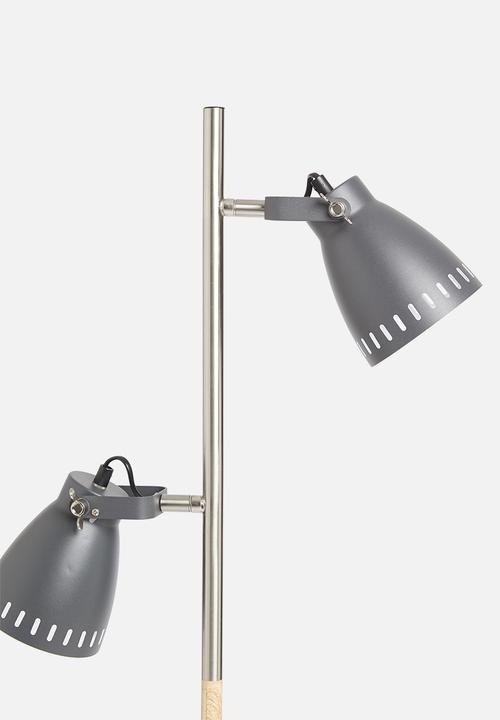 Present Time - Floor lamp mingle wood print nickle - grey 