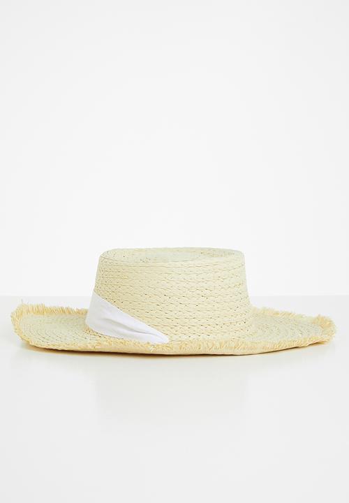 Superbalist - Ribbon straw hat - natural & white