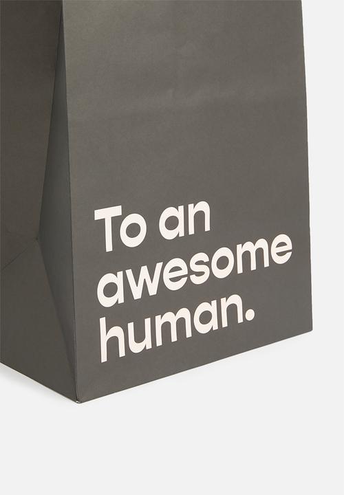 Typo - Get stuffed gift bag - large - awesome human - black