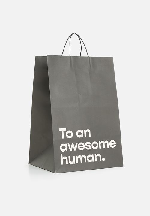 Typo - Get stuffed gift bag - large - awesome human - black