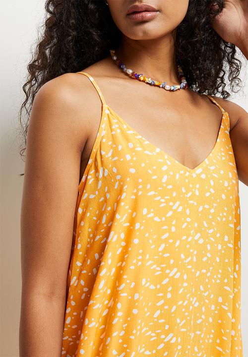 MILLA - Trapeze dress with back tie - mustard spot