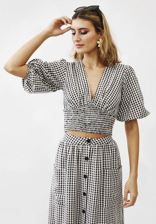 Me&B - Button through a-line skirt - black & white 