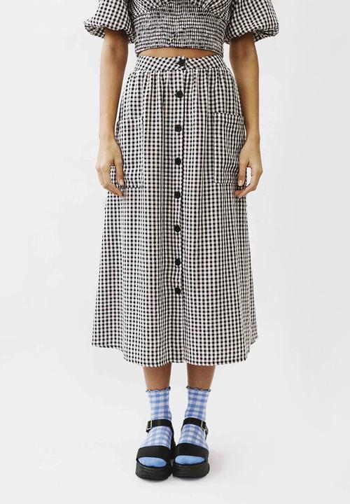 Me&B - Button through a-line skirt - black & white 
